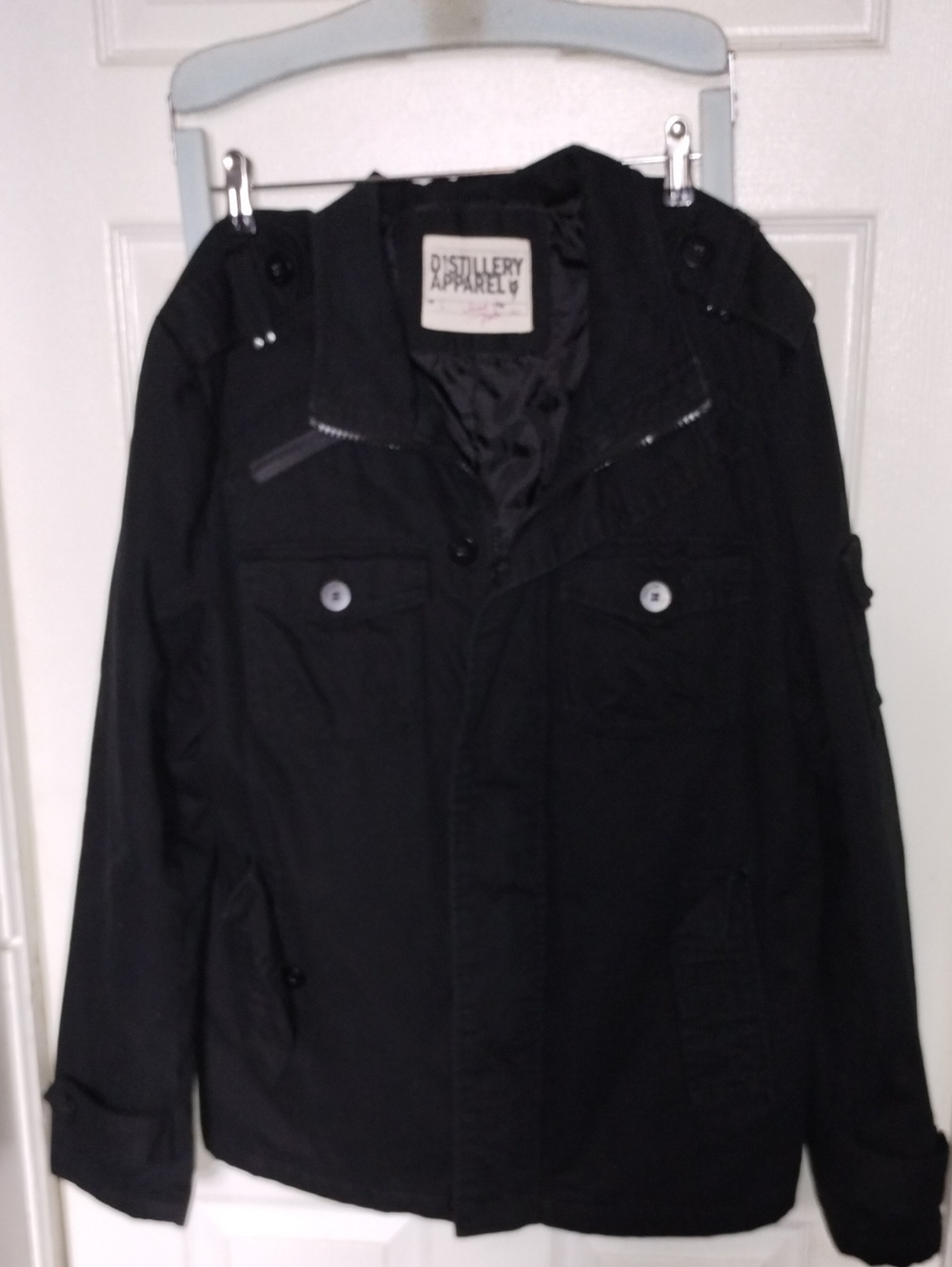 Men's Black L Canvas 2012 Military Style Utility Jacket From Distillery Apparel